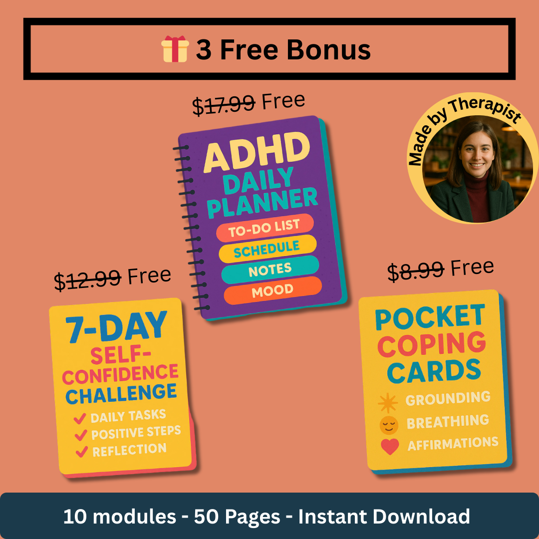 🌱 Teen Therapy Toolkit – Confidence Journal, Emotional Check-Ins, Communication Worksheets & Self-Esteem Boosters