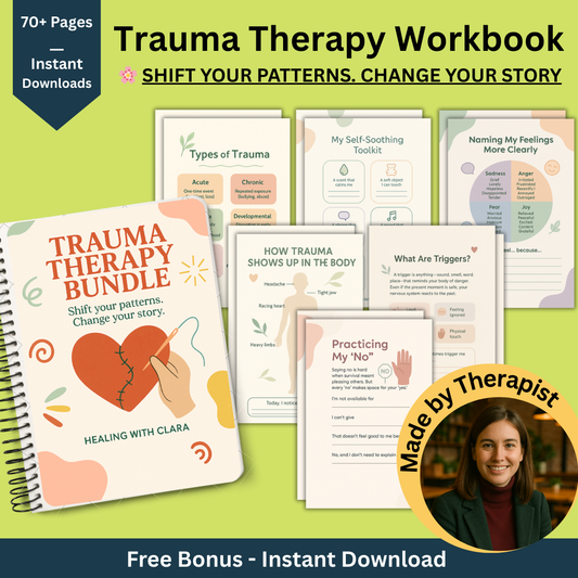 ✨ Trauma Therapy Workbook Bundle – 70+ Guided Pages for Healing, Growth & Self-Discovery
