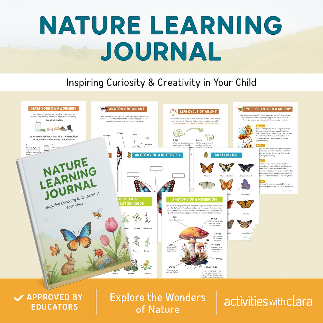 🌿 Nature Learning Journal – Fun & Educational Outdoor Activities for Kids (Scavenger Hunts, Plant & Animal Identification, Creative Projects)