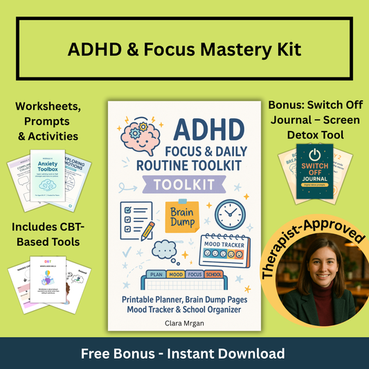 ADHD & Focus Mastery Kit – 50+ ADHD Worksheets & Routine Tools, Instant Download