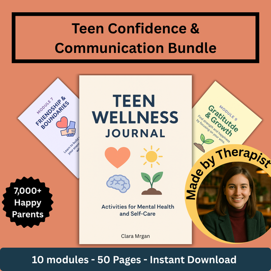 🌱 Teen Therapy Toolkit – Confidence Journal, Emotional Check-Ins, Communication Worksheets & Self-Esteem Boosters